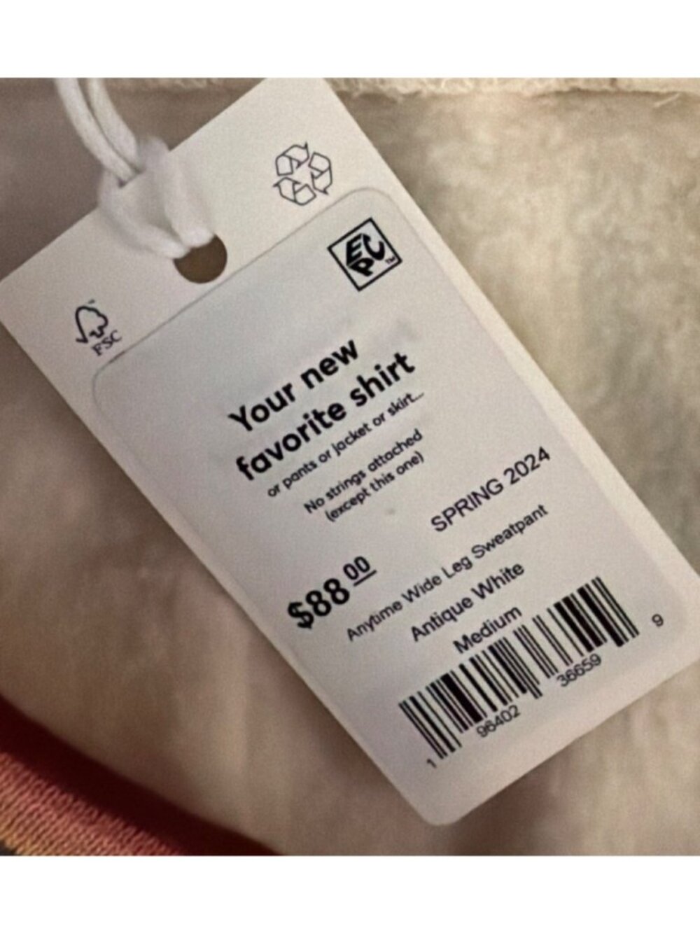 Marine Layer Women's Anytime Wide Leg Sweatpants Medium Off White MSRP$88 - Picture 6 of 10